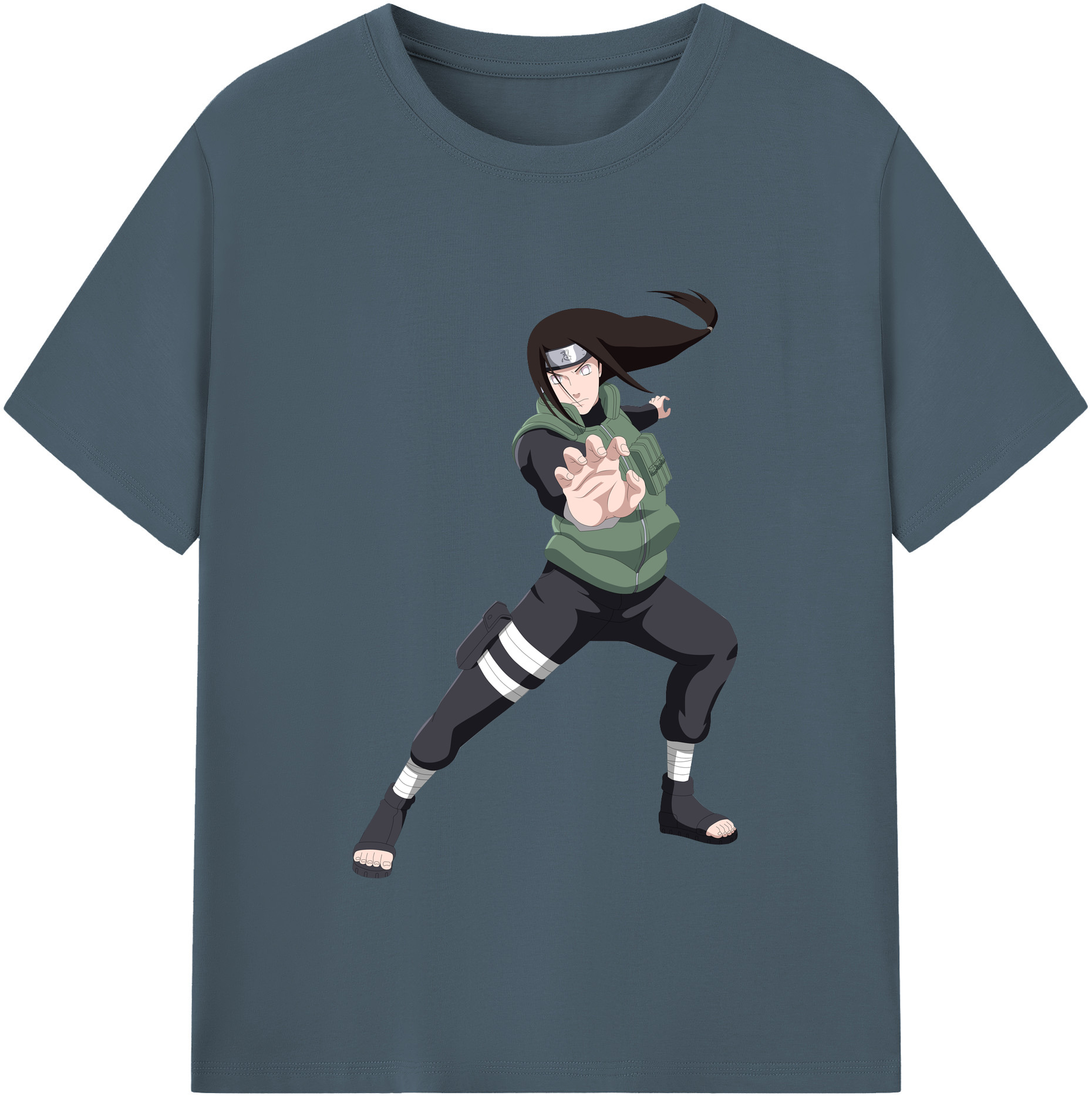 （画像用） NARUTO -ナルト- 日向ネジ Hyūga Neji 綿100％半袖Tシャツ（フロントプリント）